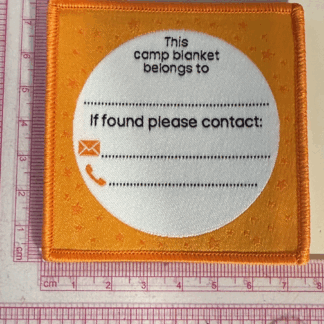 Camp blanket name badge